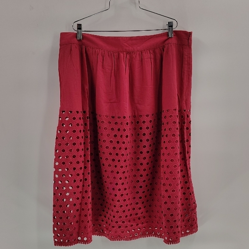 Ann Taylor LOFT cotton A line pink eyelet skirt size 14